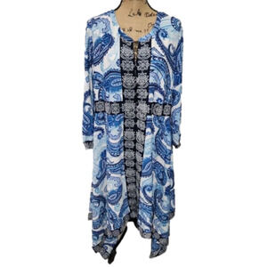 Roman's paisley asymmetrical hem midi‎ dress plus size 22W new!!!!